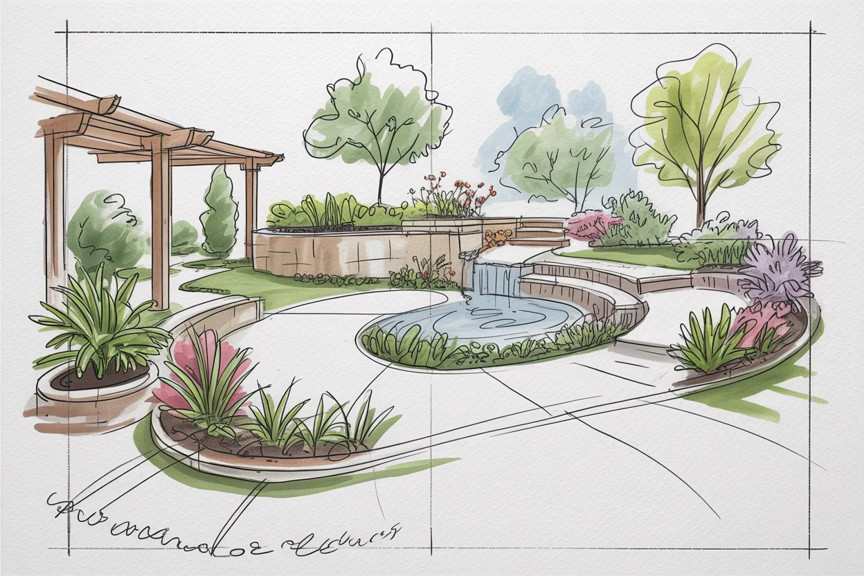 Landscape design plan drawing